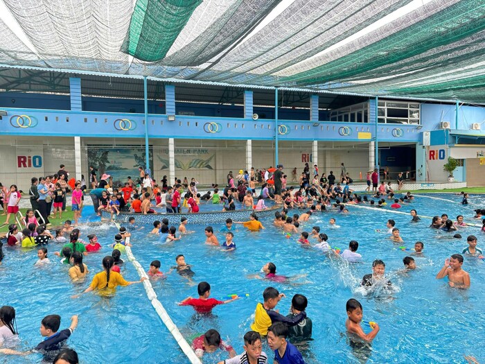 Vui chơi tại bể bơi tại công viên nước Rio Long An