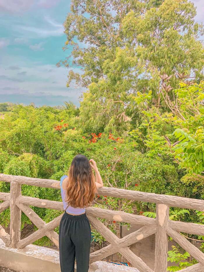 Đứng ở tháp canh quan sát toàn cảnh khu bảo tồn du lịch Lung Ngọc Hoàng Hậu Giang