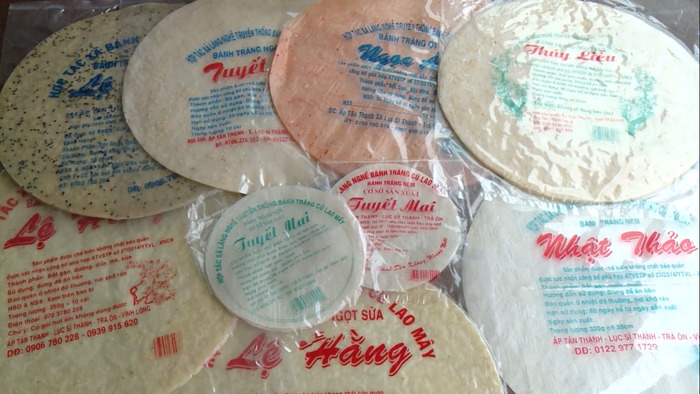 Sản phẩm của làng bánh tráng cù lao Mây Vĩnh Long 