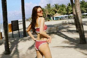 Ninh Dương Lan Ngọc khoe vóc dáng nóng bỏng ở Hồ Tràm