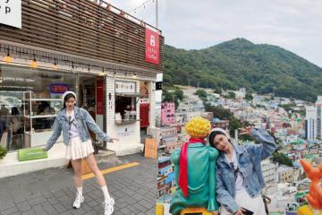 Trương Quỳnh Anh du lịch làng Gamcheon "Santorini của Hàn Quốc" 