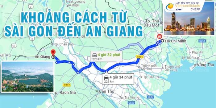 Di chuyển đến các địa điểm du lịch Tân Châu An Giang