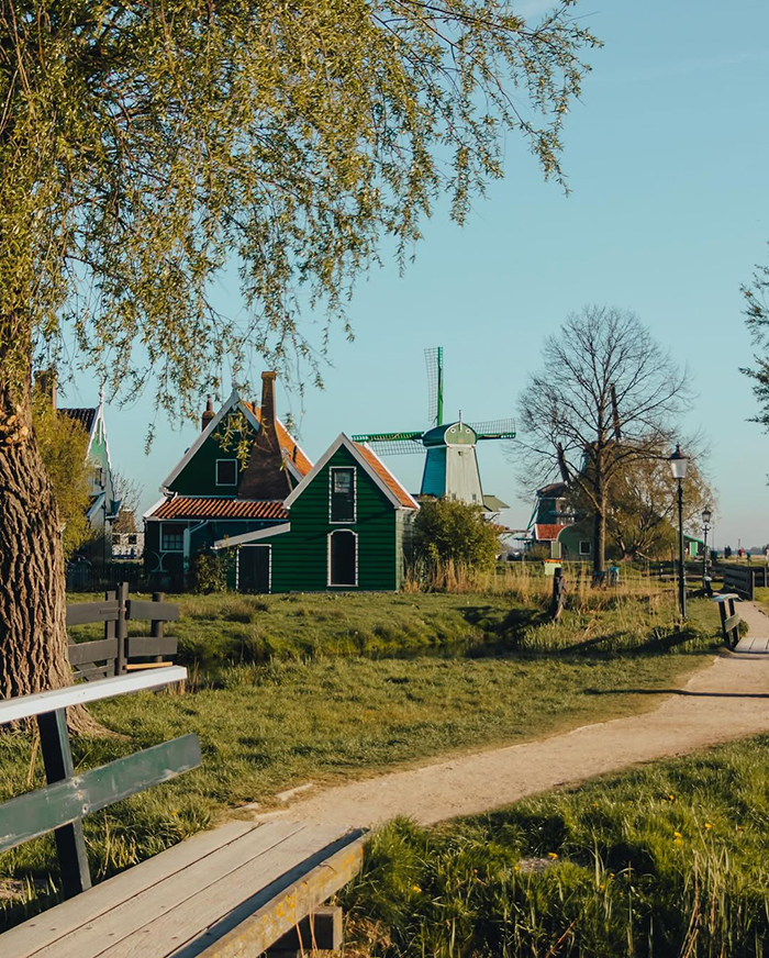 Mùa hè (tháng 6 - tháng 8) tại làng zaanse schans châu âu