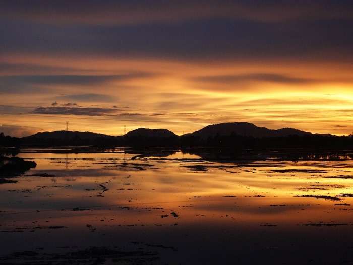 Vào mùa nước đổ, những mảnh ruộng tạo thành mặt gương phản chiếu mây trời,