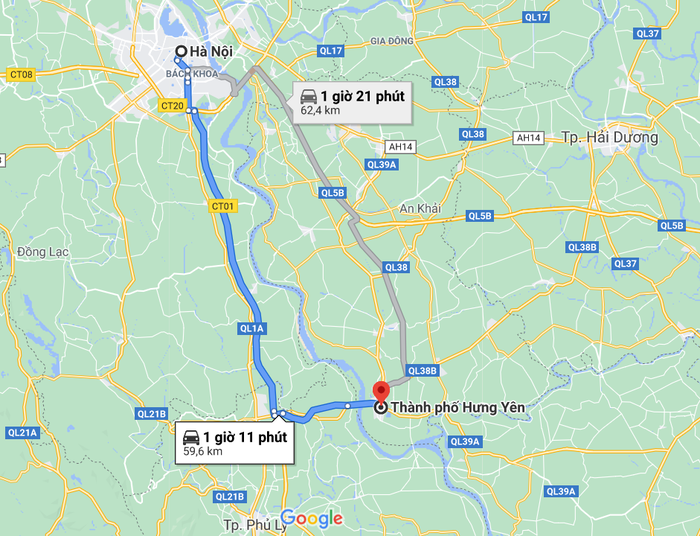 Lộ trình di chuyển đến Chùa Chuông Hưng Yên Thái Bình 