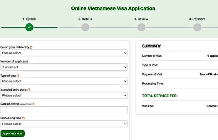Fill out the application form for an emergency visa to Vietnam