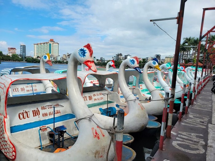 Bạn cũng có thể đạp vịt ngắm cảnh khi tới Địa điểm vui chơi trẻ em ở Quận Tây Hồ Hà Nội