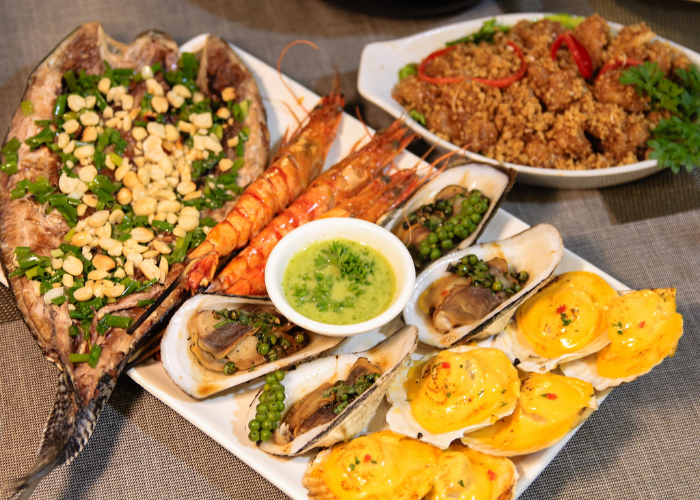 Cách bày trí món ăn đầy tinh tế của Đảo Hải Sản Beer & Seafood