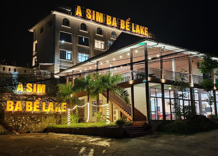 Nhà hàng A Sim - một trong những quán lẩu ngon tại Hồ Ba Bể Bắc Kạn. 