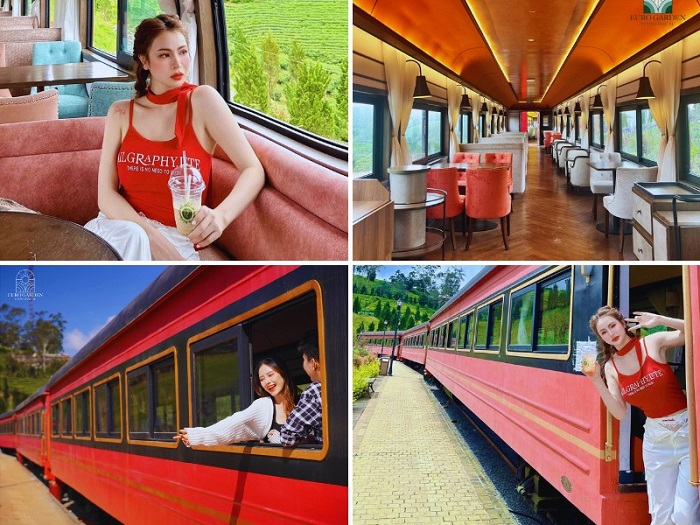 Cà phê Tàu hoả tại Vườn Châu Âu Đà Lạt cho bạn vừa thưởng thức đồ uống vừa thư giãn