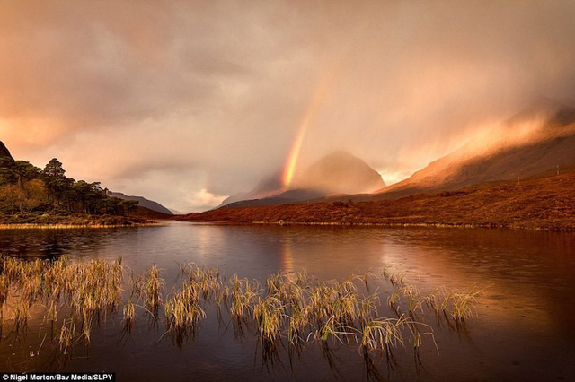Bức ảnh tuyệt đẹp về cầu vồng trên hồ Clair, Glen Torridon. Ảnh: Nigel Morton