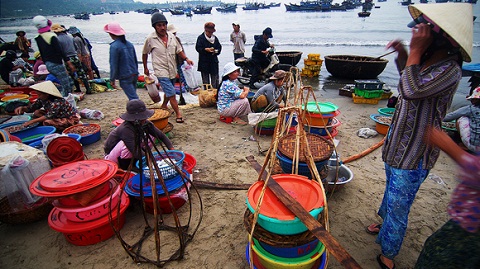 “Chợ” hải sản thu nhỏ trên bờ biển