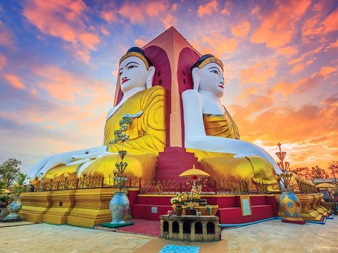 Phật tứ diện chùa Kyaik Pun- Yagon
