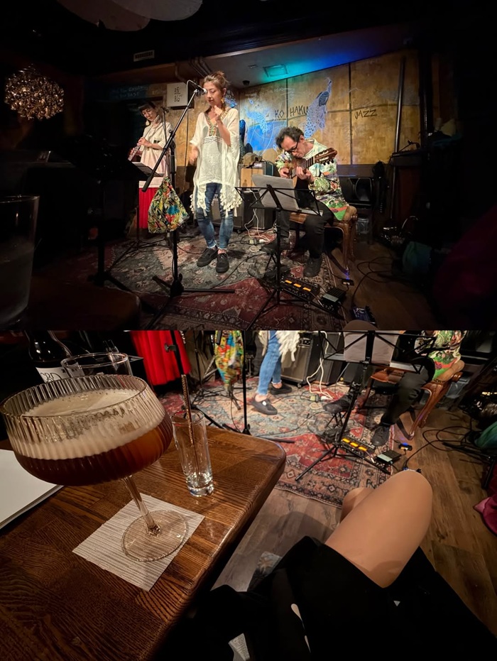 Châu Bùi tận hưởng một đêm thư giãn tại quán jazz ở Nhật Bản, hòa mình vào không gian âm nhạc sống giữa chuyến solo trip. Ảnh: Instagram nhân vật