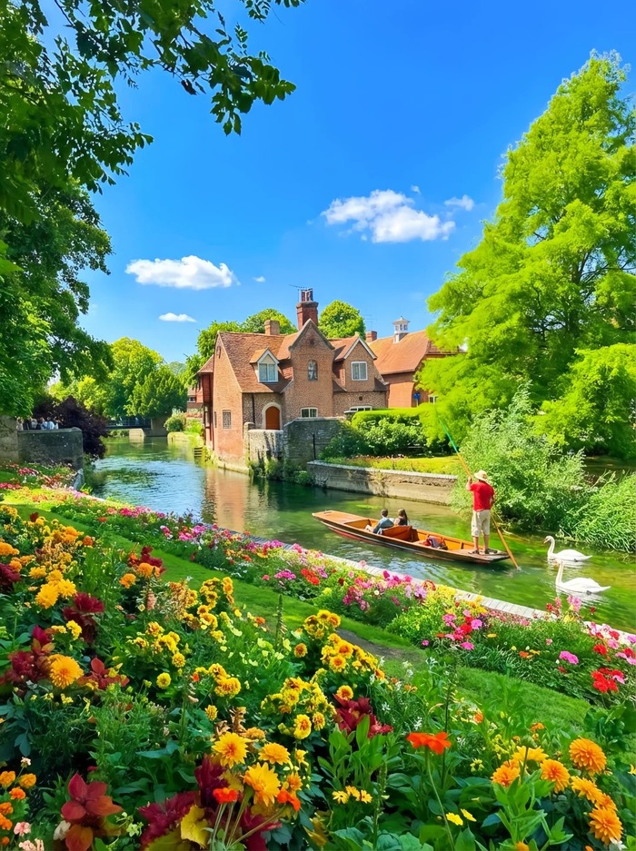 Kinh nghiệm du lịch Canterbury Anh:- Đi thuyền du ngoạn ngắm cảnh trên sông Stour