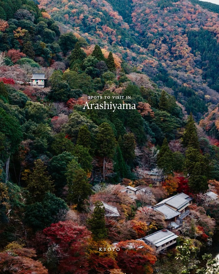Công viên Arashiyama rực rỡ trong mùa thu Du lịch Kyoto Nhật Bản tháng 10 