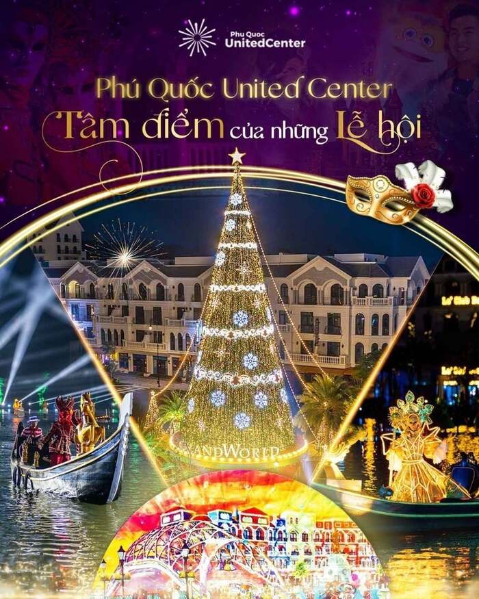 địa điểm chơi noel ở Phú Quốc Grand World tổ chức sự kiện thắp sáng cây thông Noel